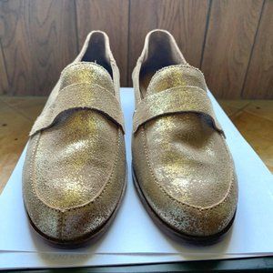 Tan/Gold Suede Loafers